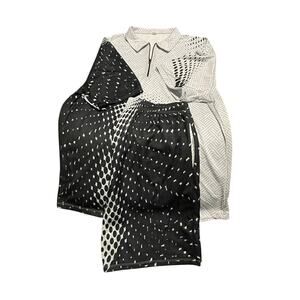 Men's 2 Piece Set Casual Polo Shirt + Shorts (X-Large) Black/White Golf Outfit